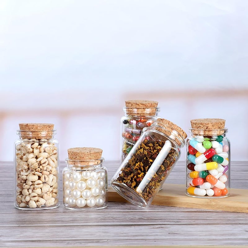 EWEIGEER 4 pcs 100ml Small Glass Bottles with Cork Stopper,Candy Containers,Vials Jars,Cute Storage Jar,Wishing Bottle 47x80mm(1.85x3.15inch) - Image 4